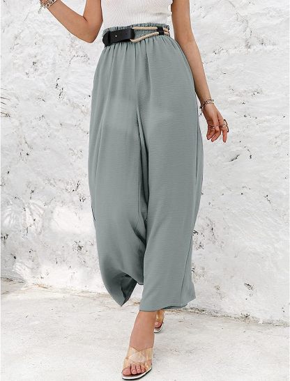Awoscut Women High Waisted Straight Leg Pants Wide Leg Casual Summer Trouser Comfy Office Work Relaxed Fit Lounge Sweatpants