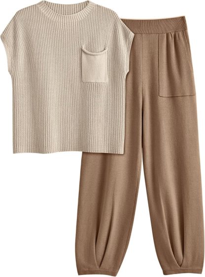 2 Piece Knit Sets For Women Trendy Sweatsuit Sets