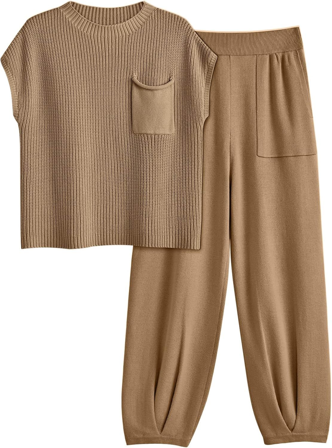 2 Piece Knit Sets For Women Trendy Sweatsuit Sets