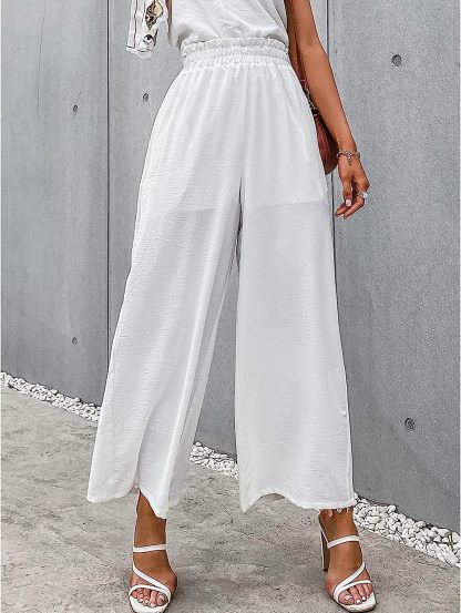 Awoscut Women High Waisted Straight Leg Pants Wide Leg Casual Summer Trouser Comfy Office Work Relaxed Fit Lounge Sweatpants
