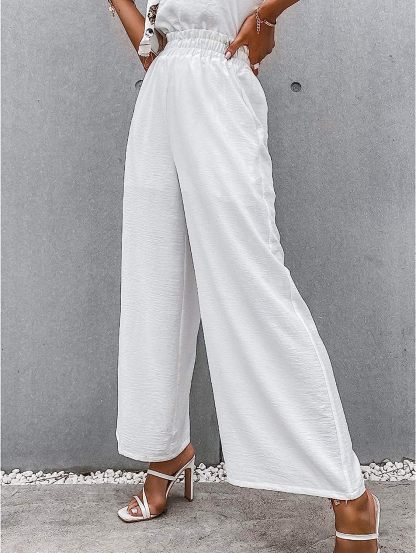 Awoscut Women High Waisted Straight Leg Pants Wide Leg Casual Summer Trouser Comfy Office Work Relaxed Fit Lounge Sweatpants