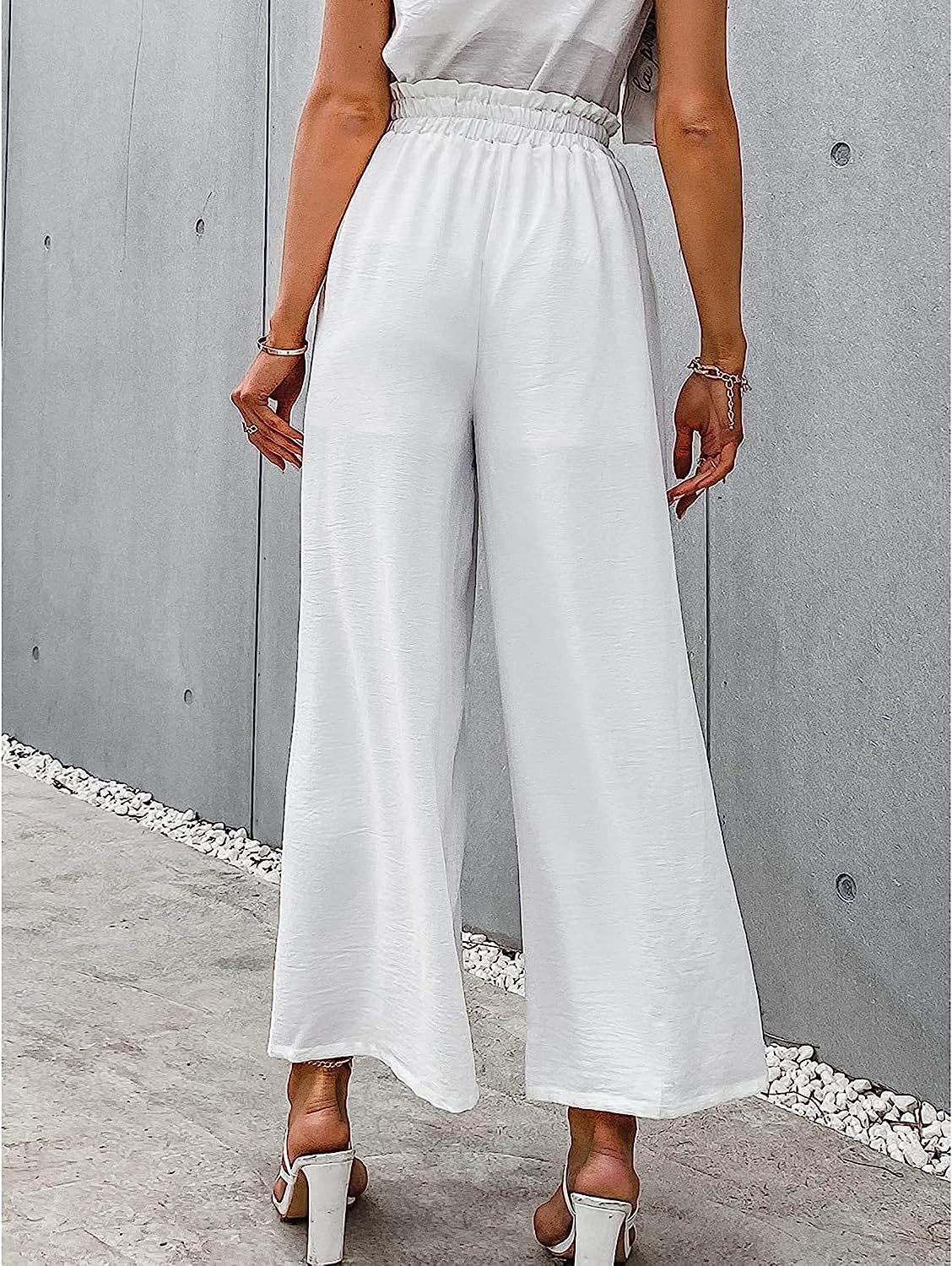 Awoscut Women High Waisted Straight Leg Pants Wide Leg Casual Summer Trouser Comfy Office Work Relaxed Fit Lounge Sweatpants