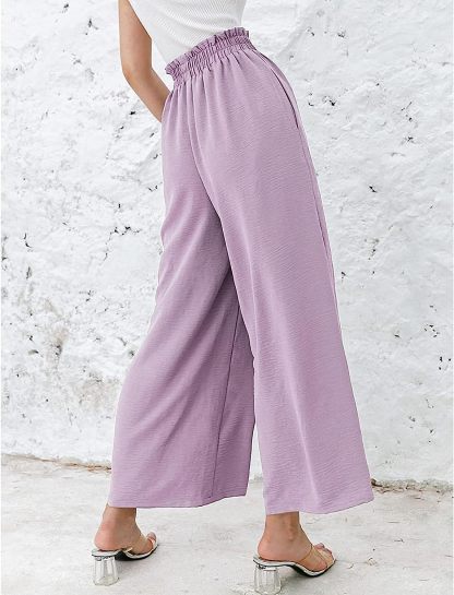 Awoscut Women High Waisted Straight Leg Pants Wide Leg Casual Summer Trouser Comfy Office Work Relaxed Fit Lounge Sweatpants