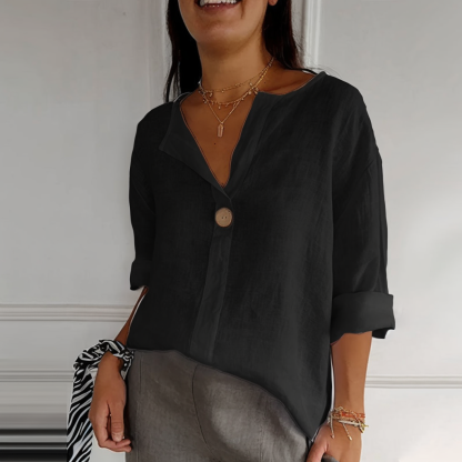 Women's Linen-Cotton V-Neck Comfortable Top