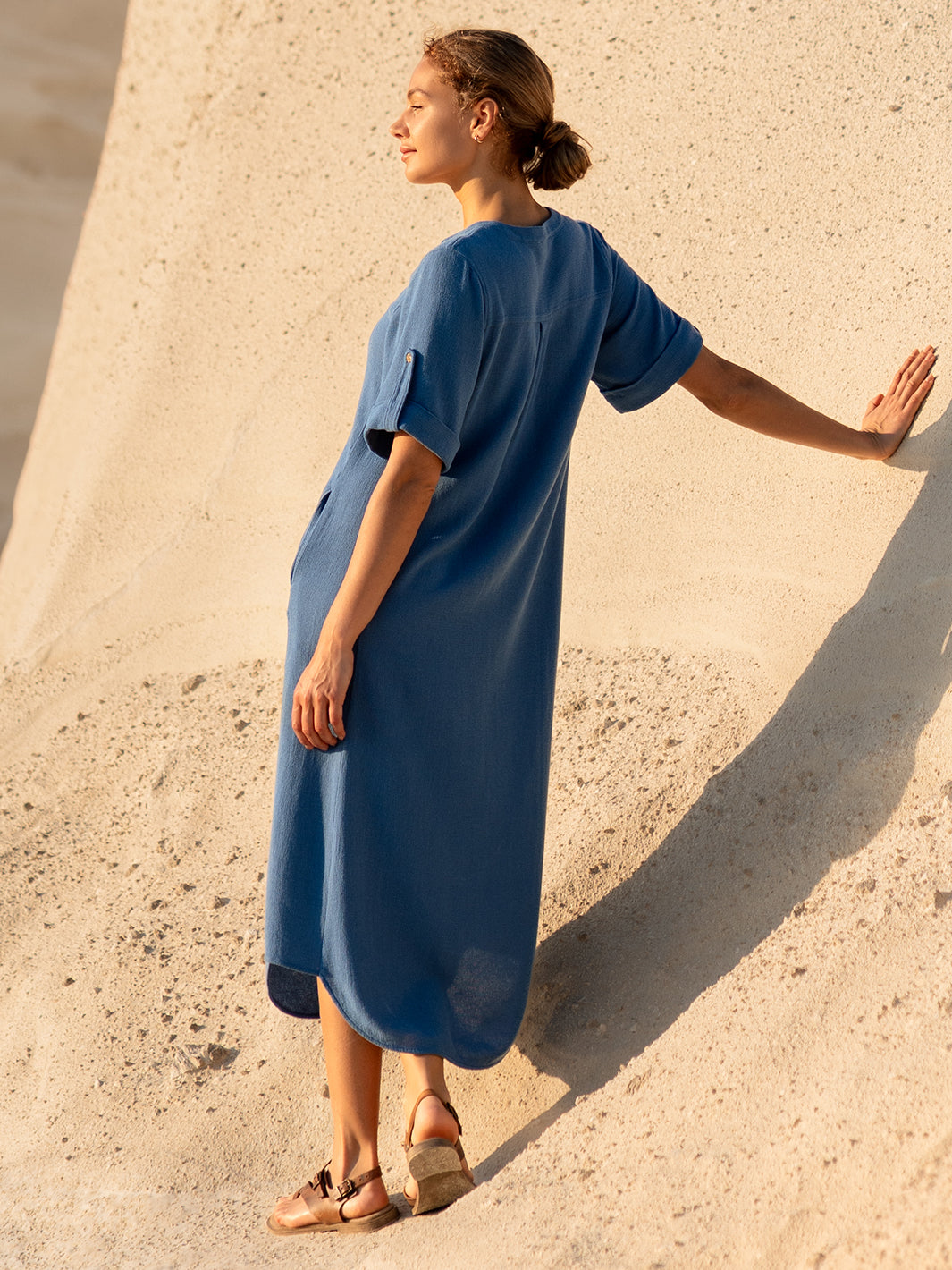 Loose Button Midi Dress