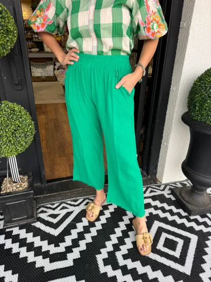 WOMEN'S SUMMER CAPRI WIDE LEG FLOWER PANTS