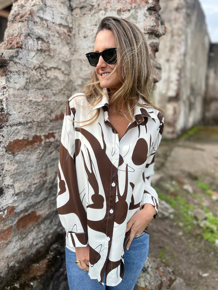 CLEARANCE SALE🔥Abstract Print Long Sleeve Button Down Shirt