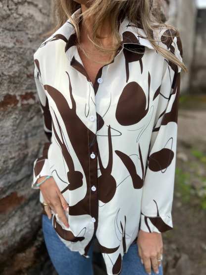 CLEARANCE SALE🔥Abstract Print Long Sleeve Button Down Shirt