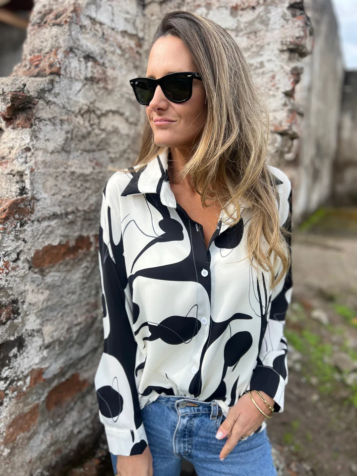 CLEARANCE SALE🔥Abstract Print Long Sleeve Button Down Shirt