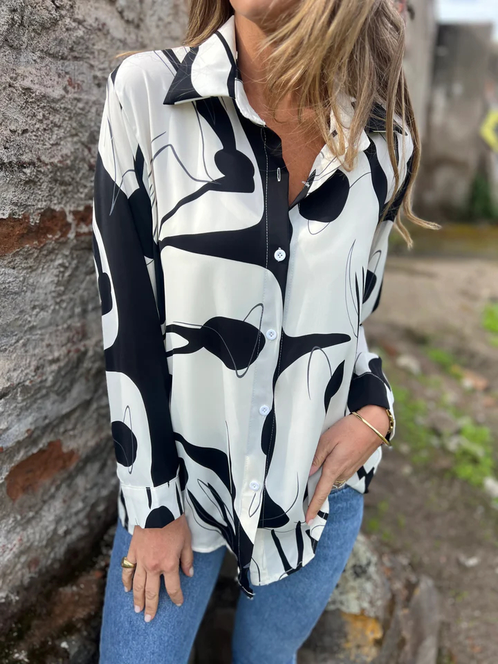 CLEARANCE SALE🔥Abstract Print Long Sleeve Button Down Shirt
