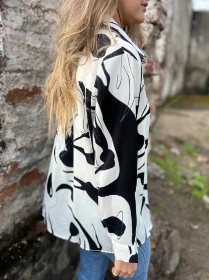 CLEARANCE SALE🔥Abstract Print Long Sleeve Button Down Shirt