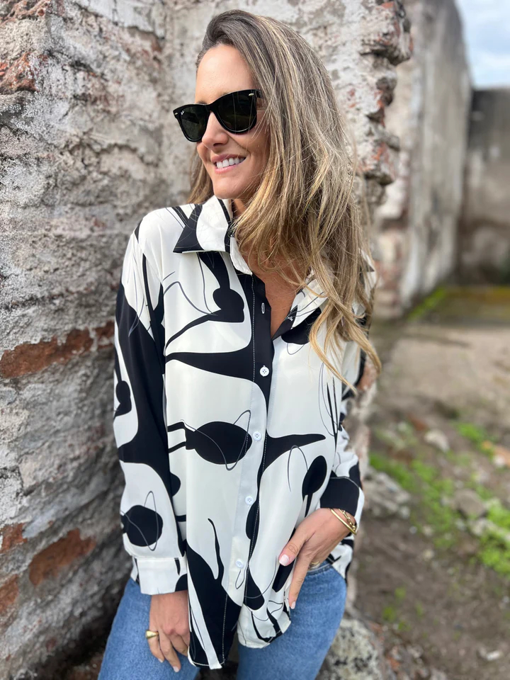 CLEARANCE SALE🔥Abstract Print Long Sleeve Button Down Shirt