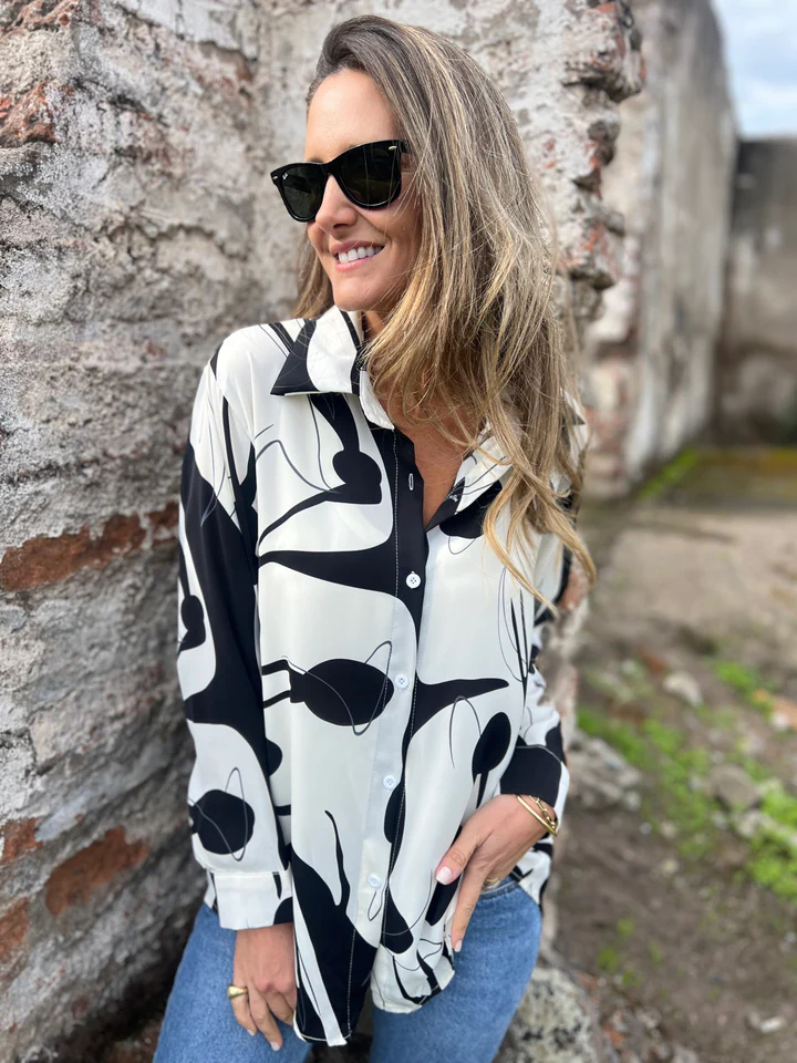 CLEARANCE SALE🔥Abstract Print Long Sleeve Button Down Shirt