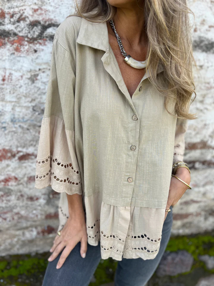 Puff Sleeve V-Neck Blouse