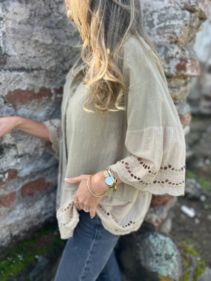 Puff Sleeve V-Neck Blouse