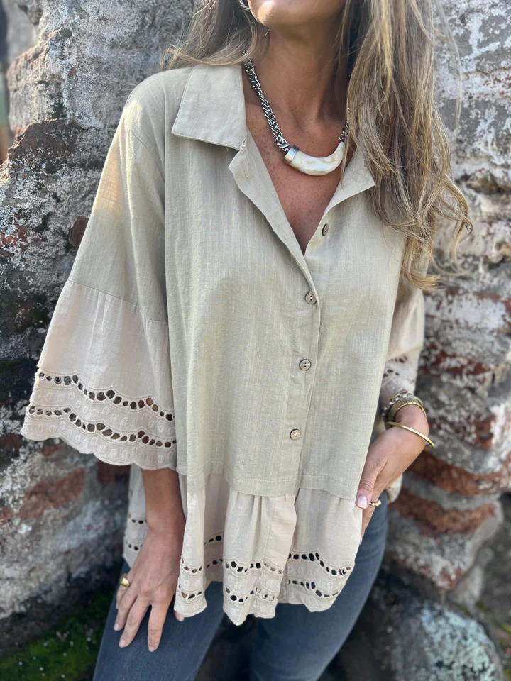 Puff Sleeve V-Neck Blouse