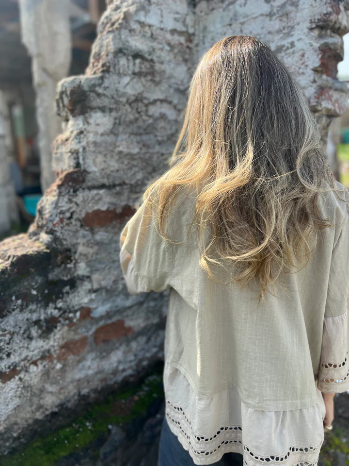 Puff Sleeve V-Neck Blouse