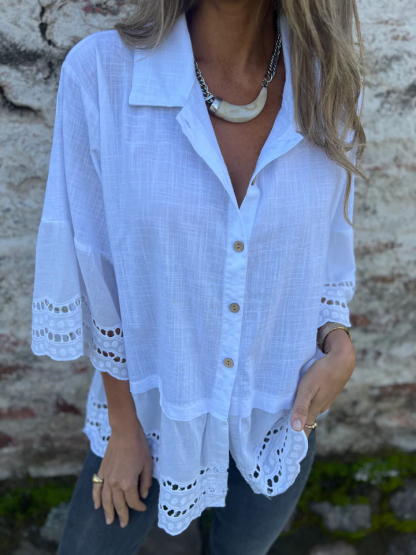 Puff Sleeve V-Neck Blouse