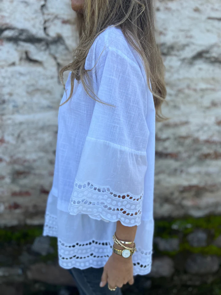 Puff Sleeve V-Neck Blouse