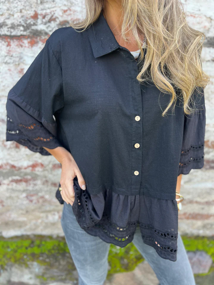 Puff Sleeve V-Neck Blouse