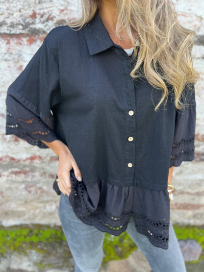Puff Sleeve V-Neck Blouse