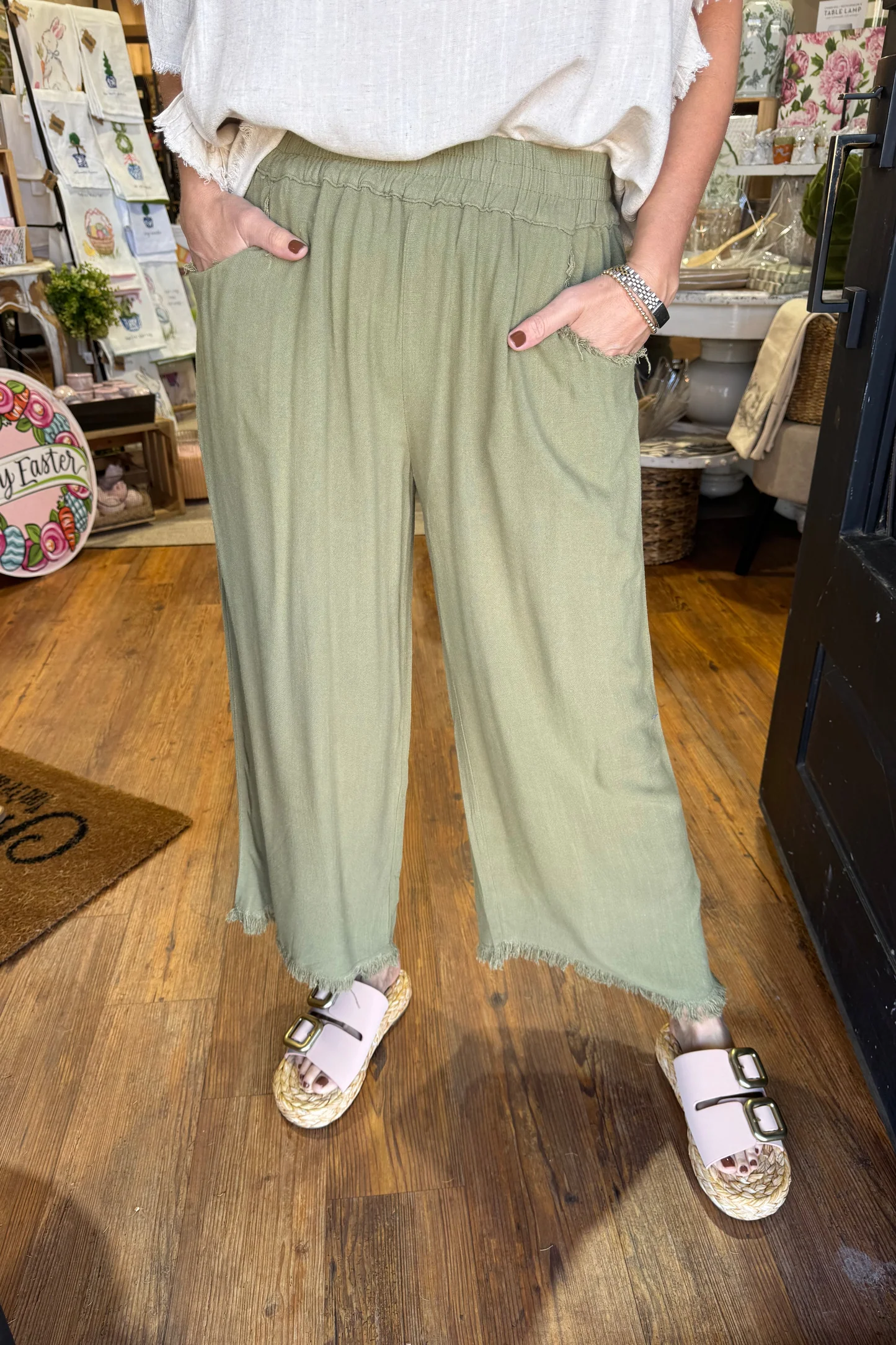WOMEN'S SUMMER CAPRI WIDE LEG FLOWER PANTS