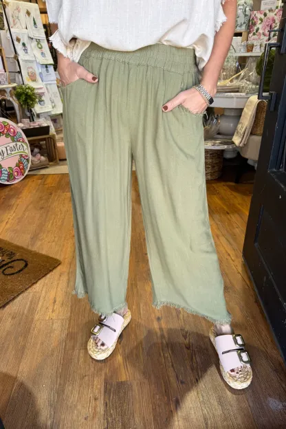WOMEN'S SUMMER CAPRI WIDE LEG FLOWER PANTS