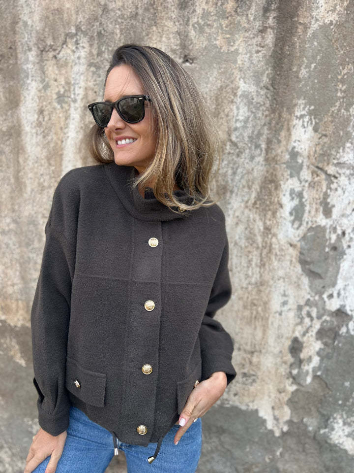 CLEARANCE SALE🔥Oversized Wool Blend Gold Button Jacket