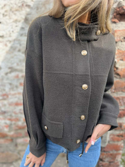 CLEARANCE SALE🔥Oversized Wool Blend Gold Button Jacket