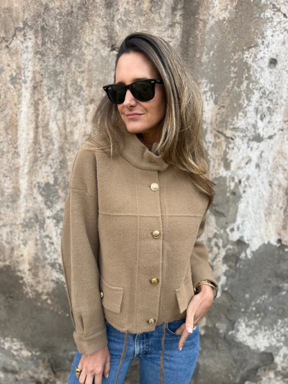 CLEARANCE SALE🔥Oversized Wool Blend Gold Button Jacket