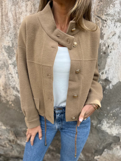 CLEARANCE SALE🔥Oversized Wool Blend Gold Button Jacket