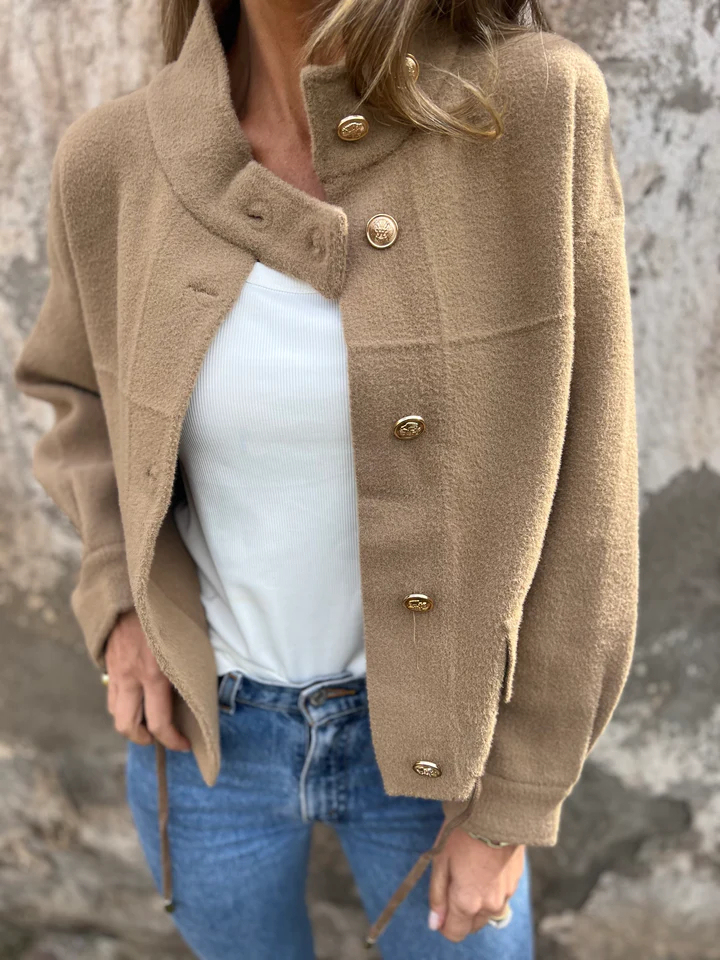 CLEARANCE SALE🔥Oversized Wool Blend Gold Button Jacket