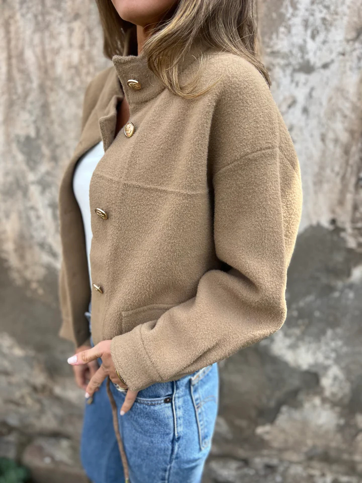 CLEARANCE SALE🔥Oversized Wool Blend Gold Button Jacket