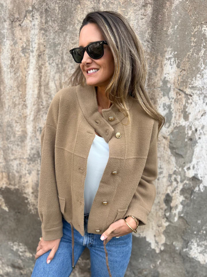 CLEARANCE SALE🔥Oversized Wool Blend Gold Button Jacket