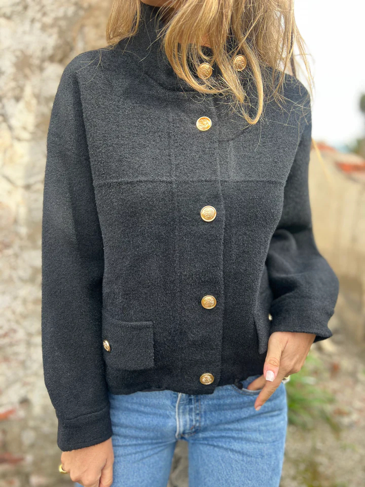 CLEARANCE SALE🔥Oversized Wool Blend Gold Button Jacket