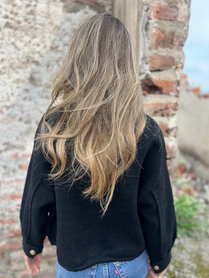 CLEARANCE SALE🔥Oversized Wool Blend Gold Button Jacket