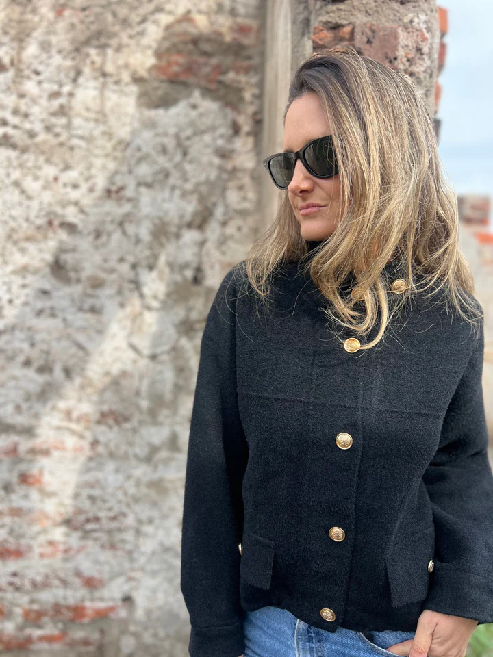 CLEARANCE SALE🔥Oversized Wool Blend Gold Button Jacket