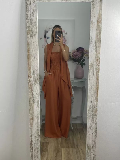 Honeycomb Strapless Jumpsuit Set