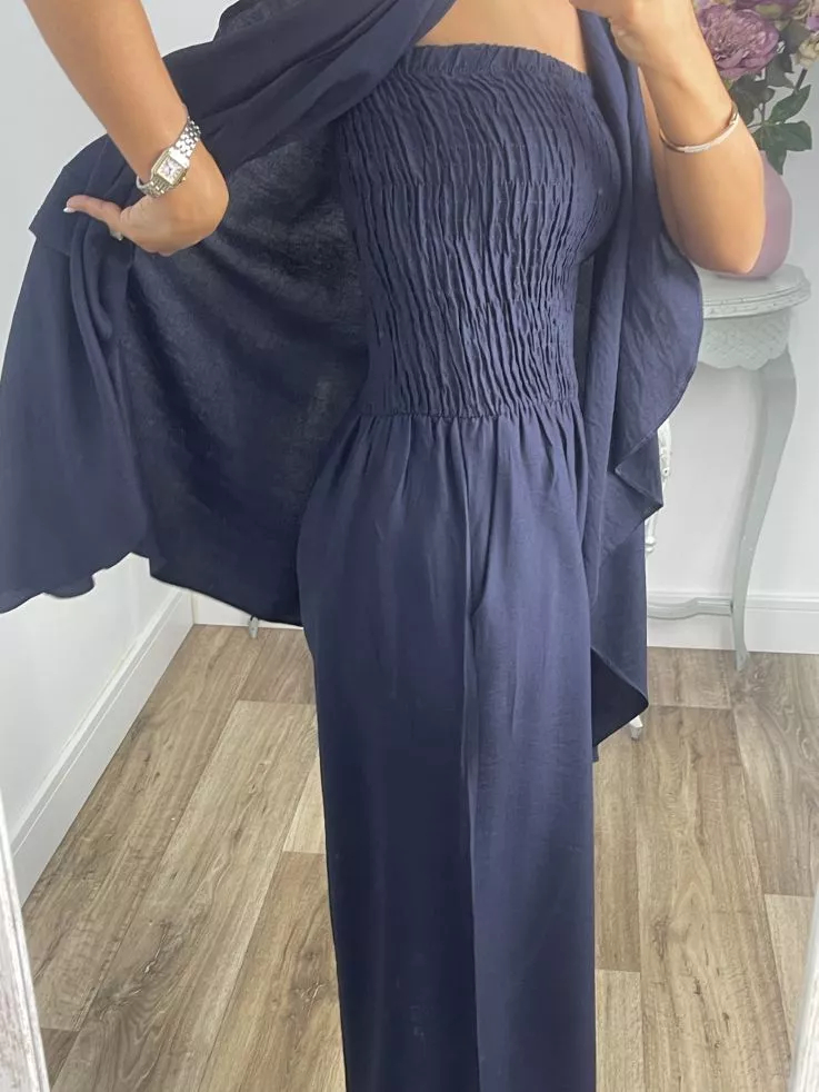 Honeycomb Strapless Jumpsuit Set