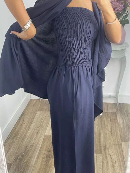 Honeycomb Strapless Jumpsuit Set