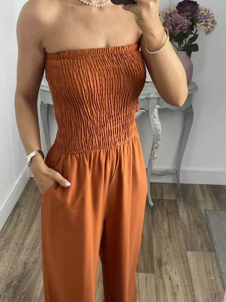 Honeycomb Strapless Jumpsuit Set