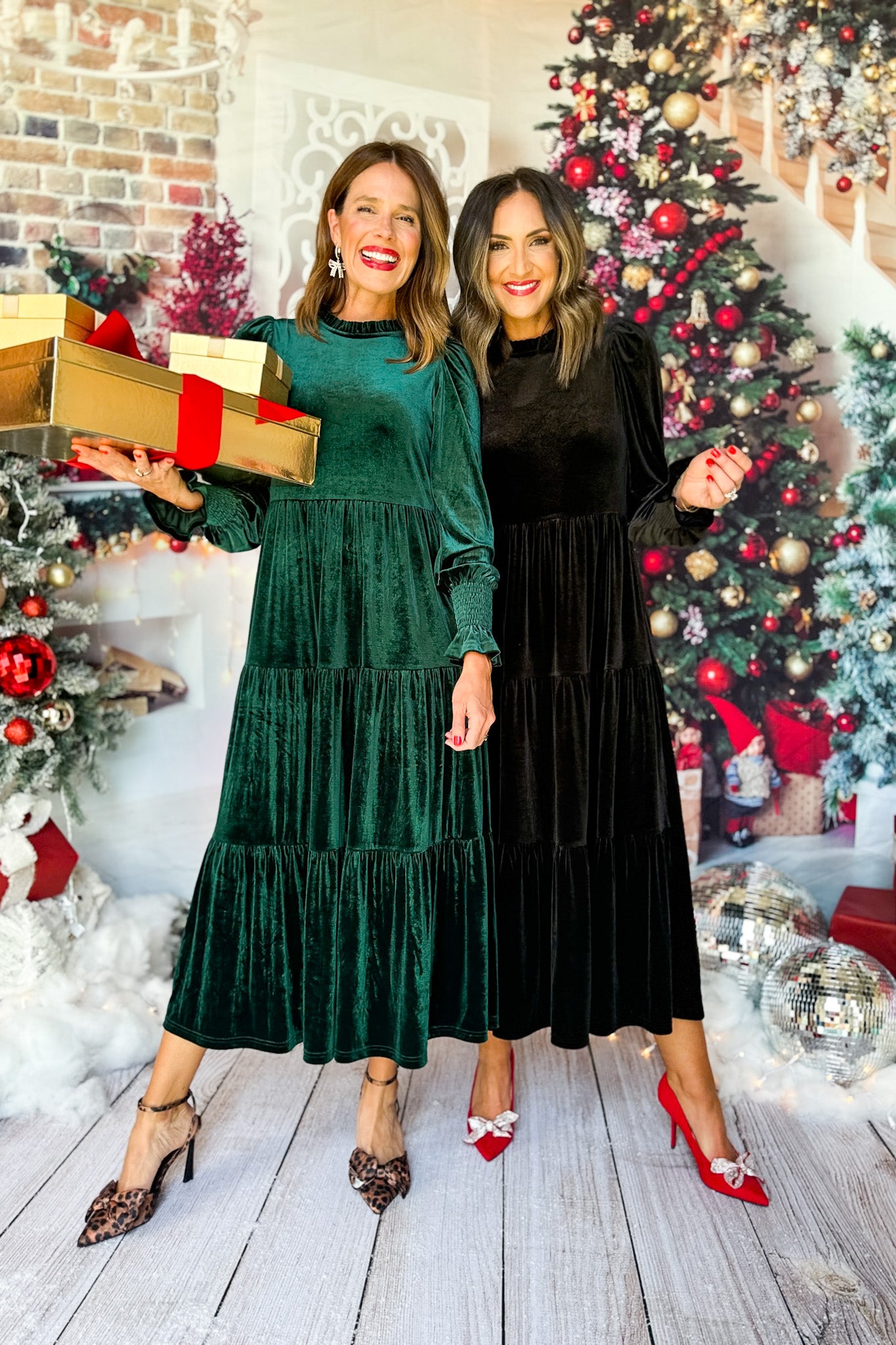 Ginger Long Sleeve Maxi Dress In Hunter Velvet