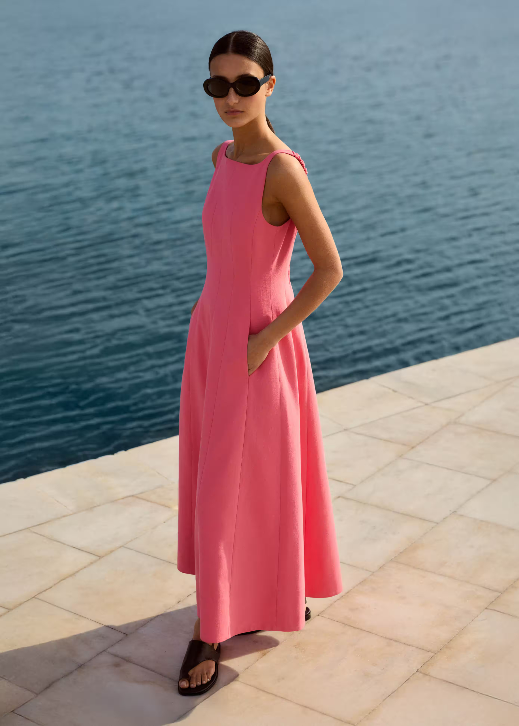 Pink Sleeveless Maxi Dress