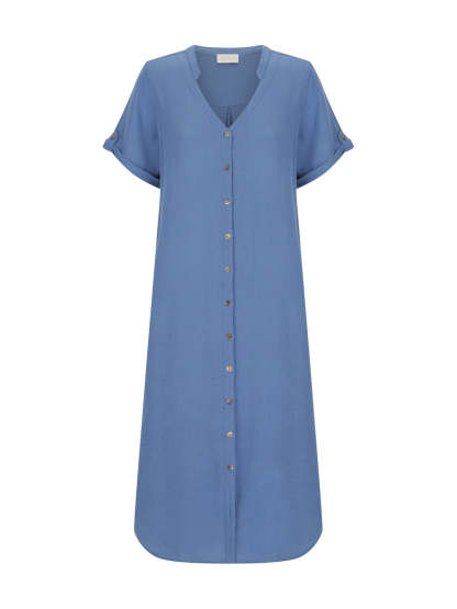 Loose Button Midi Dress
