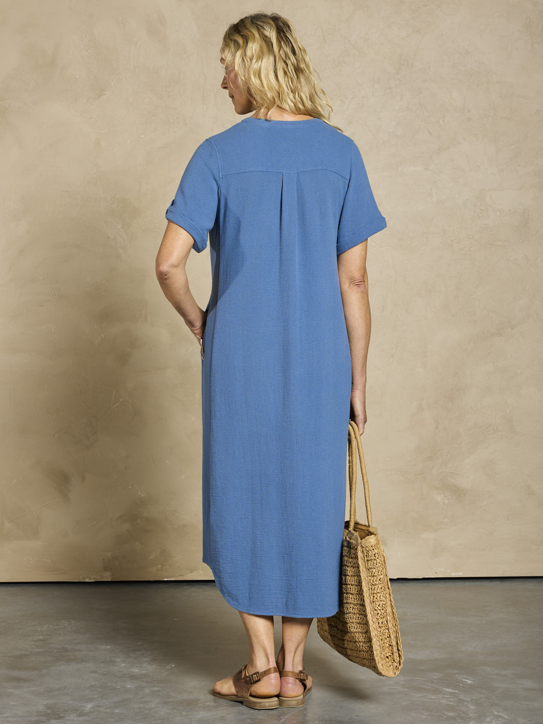 Loose Button Midi Dress