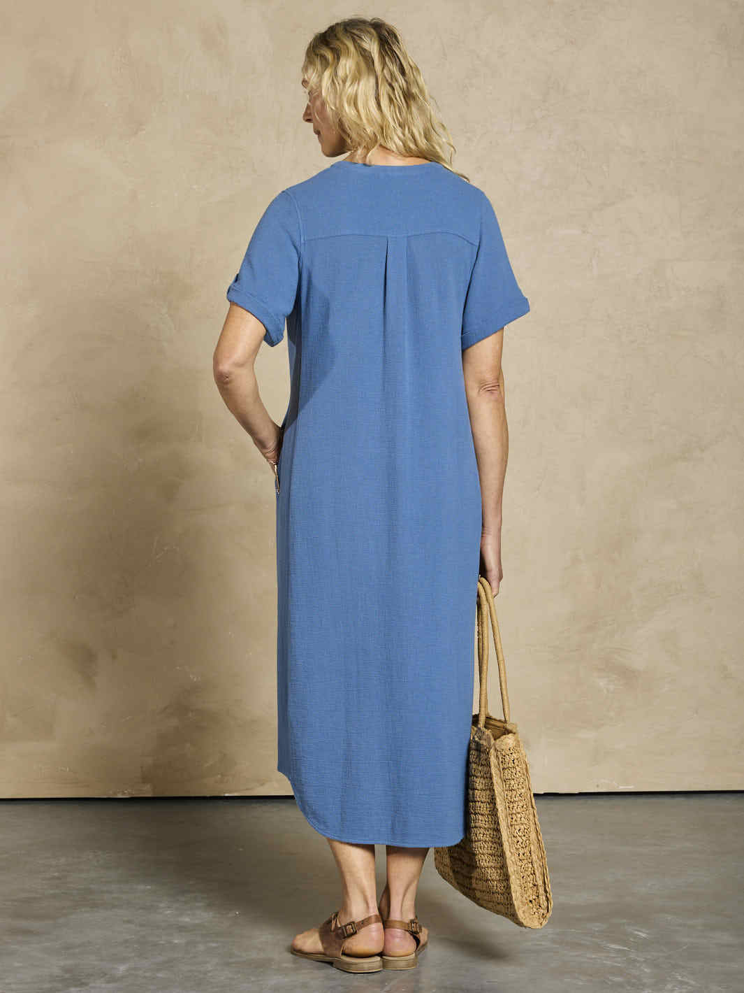 Loose Button Midi Dress