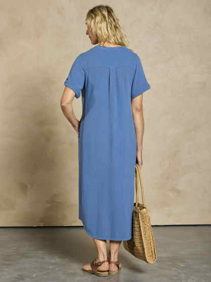 Loose Button Midi Dress
