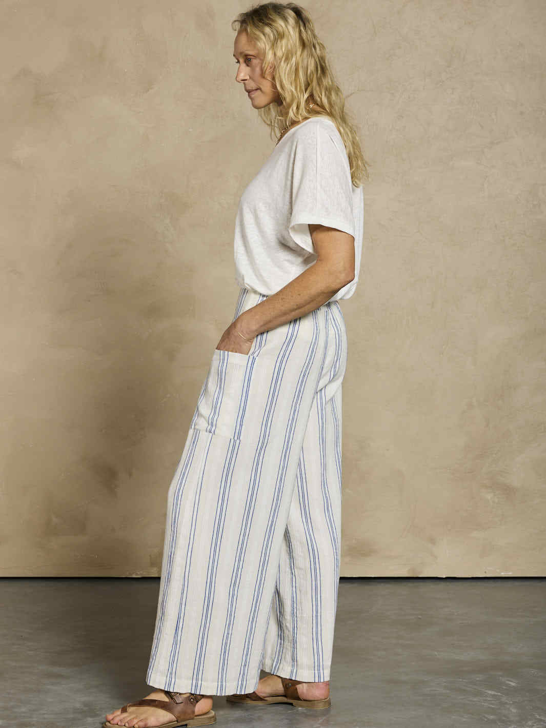 Milos Cotton Pants Azure Stripe
