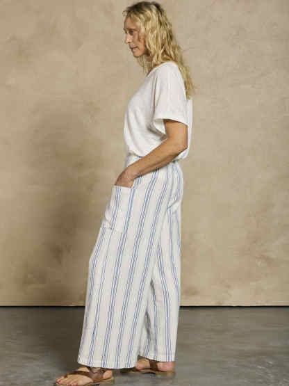 Milos Cotton Pants Azure Stripe