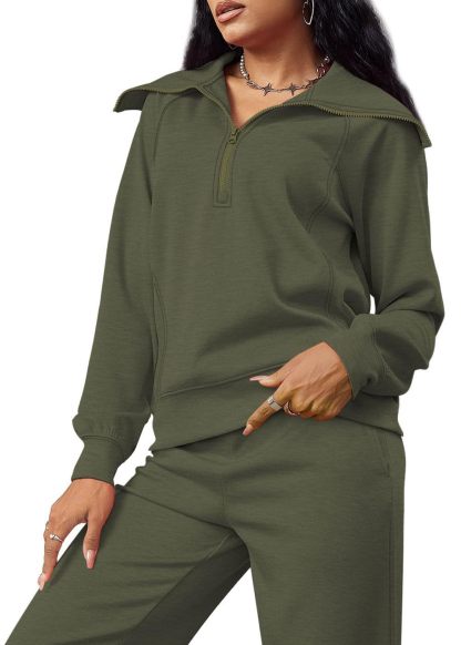 2024 New winter casual zipper wide leg pantsuit